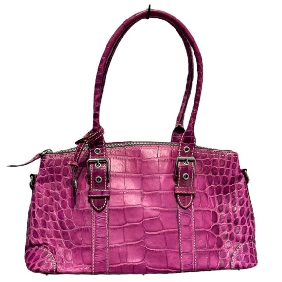 🅴 DOONEY & BOURKE NILE COLLECTION Croc Embossed Leather Satchel - Picture 3 of 9